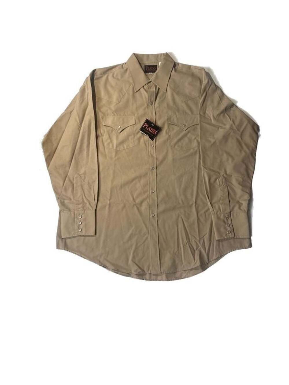 Plains Western Wear Men's XL Khaki Long Sleeve Pearl Snap Western Shirt NWT